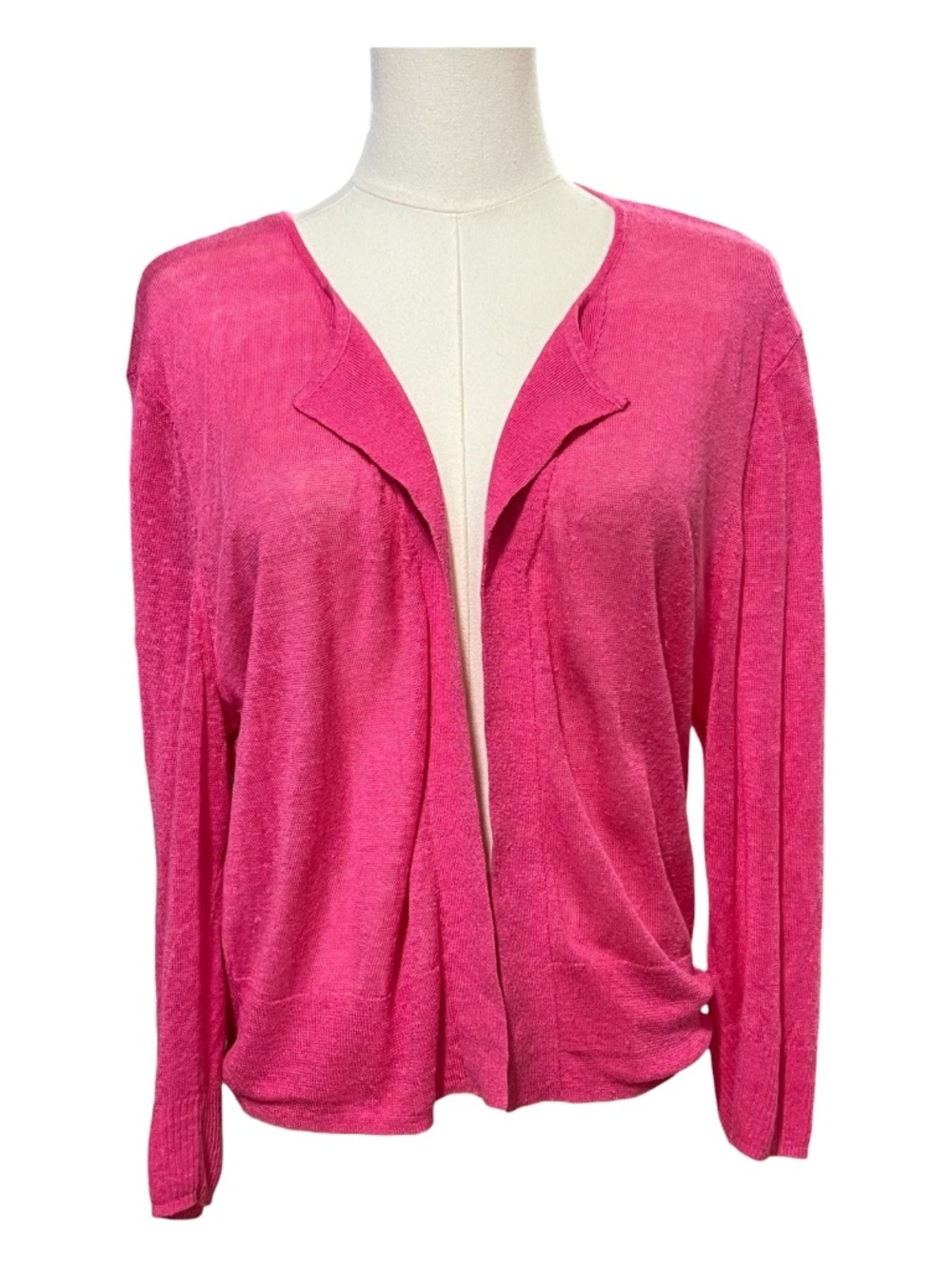 EUC Nic+Zoe Pink Linen Blend Open Front Cardigan | Size Large Petite